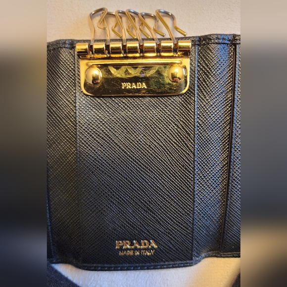 PRADA Tessuto Milano Saffiano Leather 6 Key Holder Wallet Cardholder Black - Picture 8 of 15